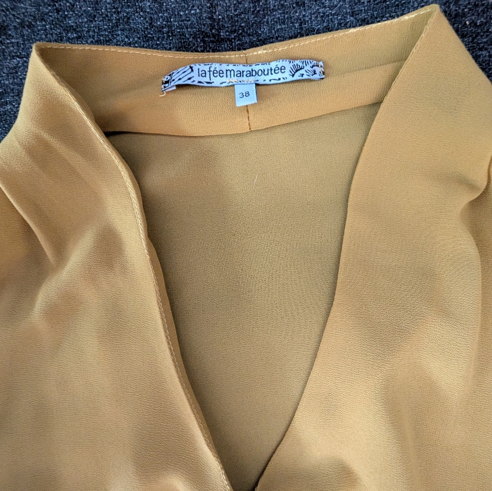 Yellow Blouse with Elegant V-Neck Design